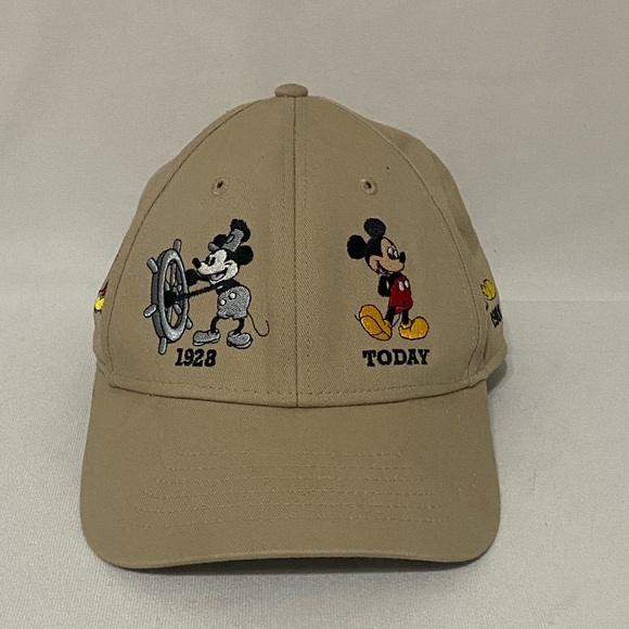 Disney Mickey Mouse Adult History Baseball Cap Khaki LIKE NEW - Picture 1 of 6
